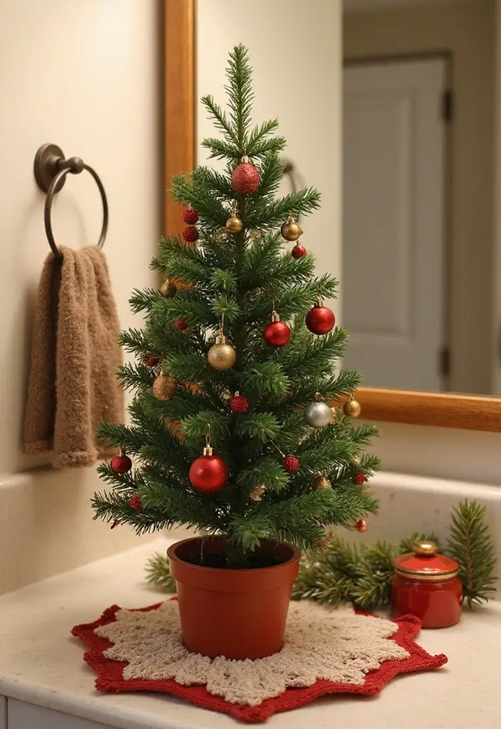 29 Bathroom Christmas Decor Ideas That Spark Joy 10 29 Bathroom Christmas Decor Ideas That Spark Joy - 10. Miniature Christmas Trees