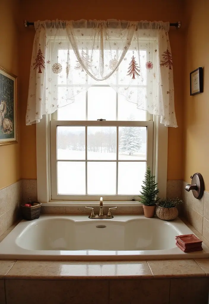 29 Bathroom Christmas Decor Ideas That Spark Joy 11 29 Bathroom Christmas Decor Ideas That Spark Joy - 11. Holiday-Themed Window Treatments