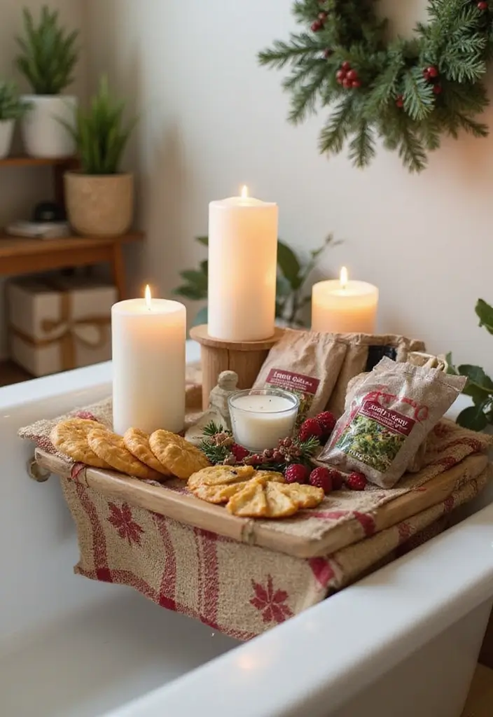 29 Bathroom Christmas Decor Ideas That Spark Joy 18 29 Bathroom Christmas Decor Ideas That Spark Joy - 18. Holiday-Inspired Bath Caddy