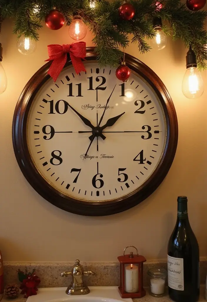 29 Bathroom Christmas Decor Ideas That Spark Joy 21 29 Bathroom Christmas Decor Ideas That Spark Joy - 21. Festive Wall Clocks