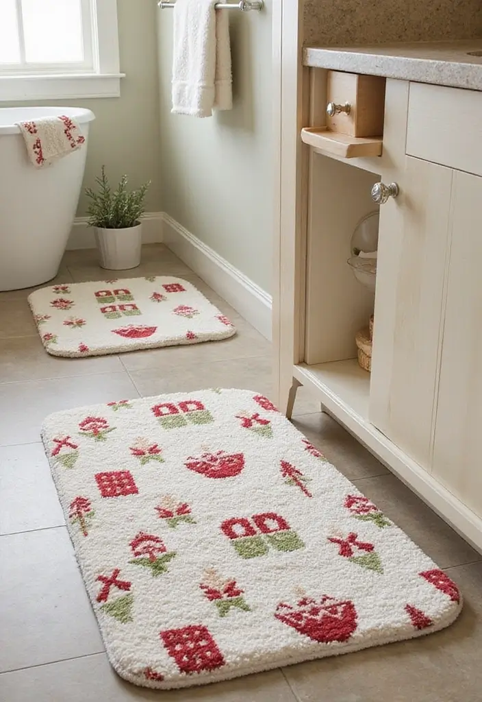 29 Bathroom Christmas Decor Ideas That Spark Joy 25 29 Bathroom Christmas Decor Ideas That Spark Joy - 25. Winter-Themed Shower Mats