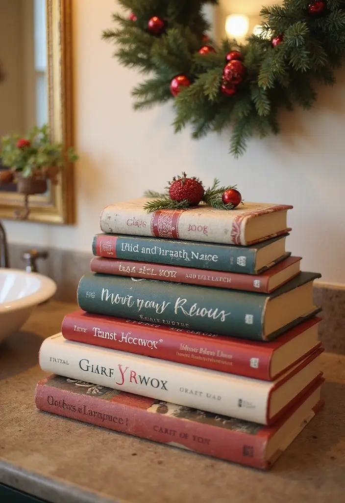29 Bathroom Christmas Decor Ideas That Spark Joy 27 29 Bathroom Christmas Decor Ideas That Spark Joy - 27. Holiday-Centric Bathroom Books