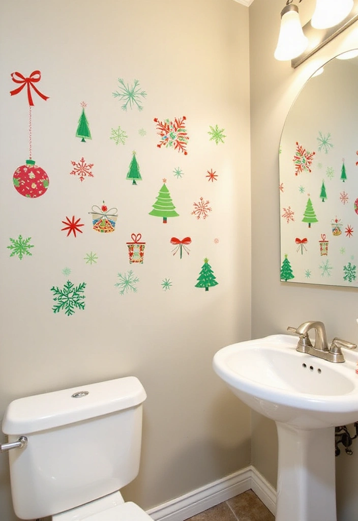29 Bathroom Christmas Decor Ideas That Spark Joy 28 29 Bathroom Christmas Decor Ideas That Spark Joy - 28. Christmas-Themed Wall Decals