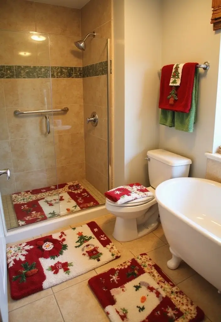 29 Bathroom Christmas Decor Ideas That Spark Joy 3 29 Bathroom Christmas Decor Ideas That Spark Joy - 3. Christmas-Themed Bath Mats