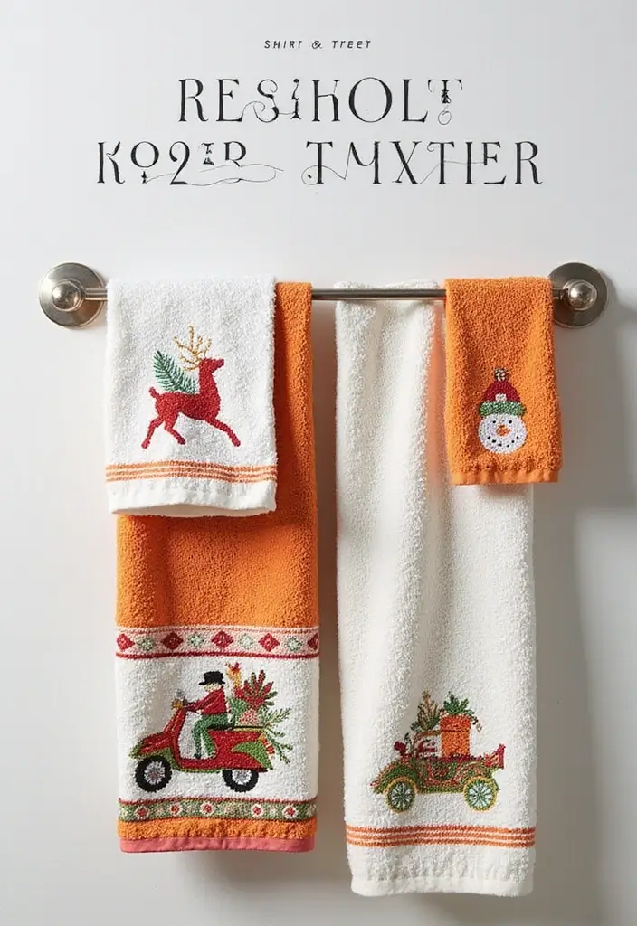 29 Bathroom Christmas Decor Ideas That Spark Joy 4 29 Bathroom Christmas Decor Ideas That Spark Joy - 4. Seasonal Hand Towels