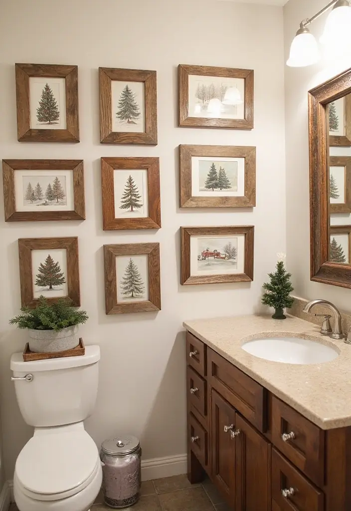 29 Bathroom Christmas Decor Ideas That Spark Joy 6 29 Bathroom Christmas Decor Ideas That Spark Joy - 6. Winter Wonderland Wall Art