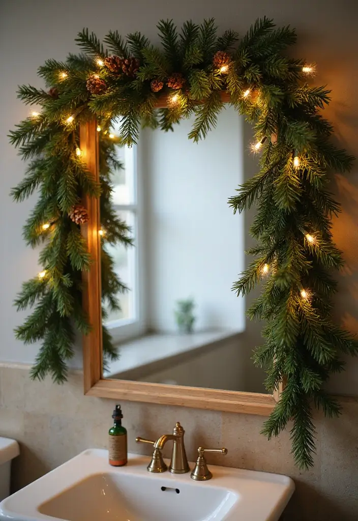 29 Bathroom Christmas Decor Ideas That Spark Joy 7 29 Bathroom Christmas Decor Ideas That Spark Joy - 7. Festive Garland Accents