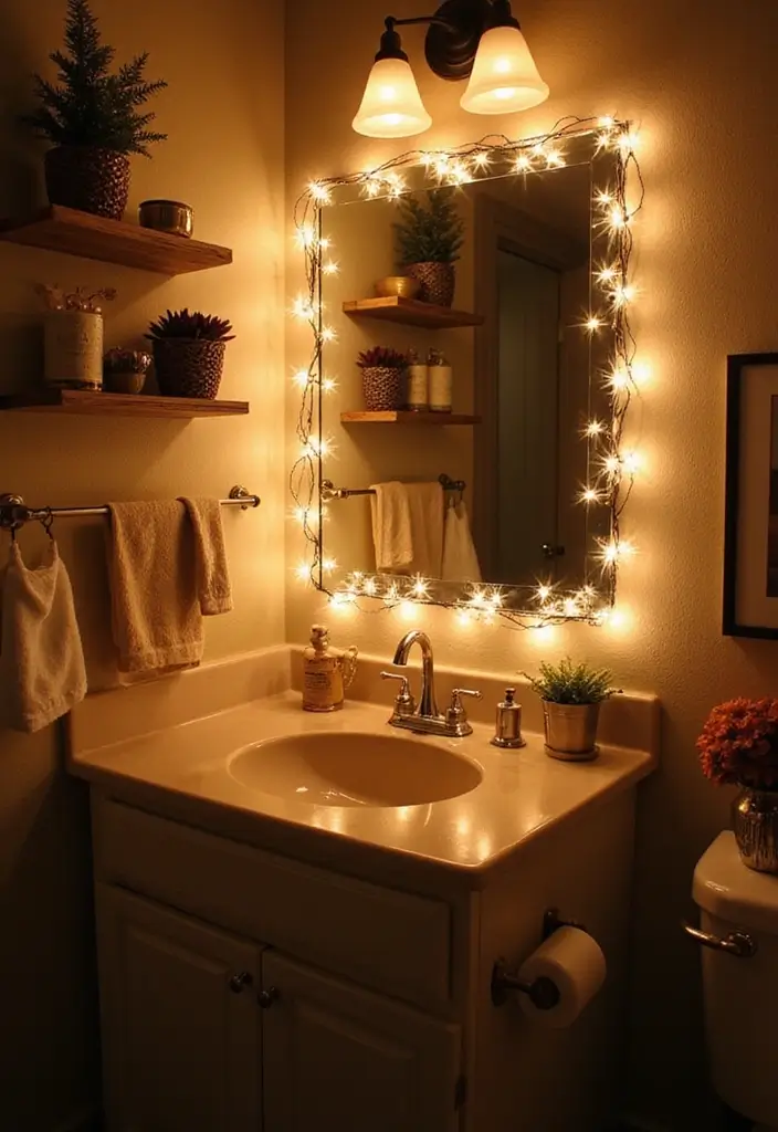 29 Bathroom Christmas Decor Ideas That Spark Joy 8 29 Bathroom Christmas Decor Ideas That Spark Joy - 8. Sparkling Fairy Lights