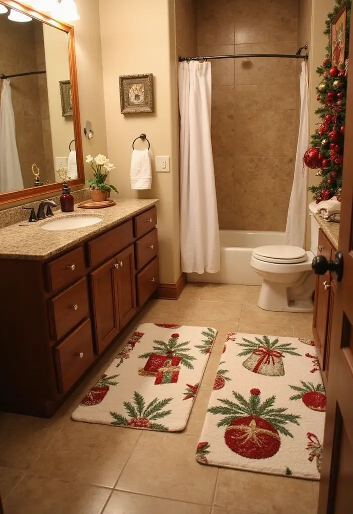 29 Bathroom Christmas Decor Ideas That Spark Joy 9 29 Bathroom Christmas Decor Ideas That Spark Joy - 9. Holiday-Themed Bathroom Rugs