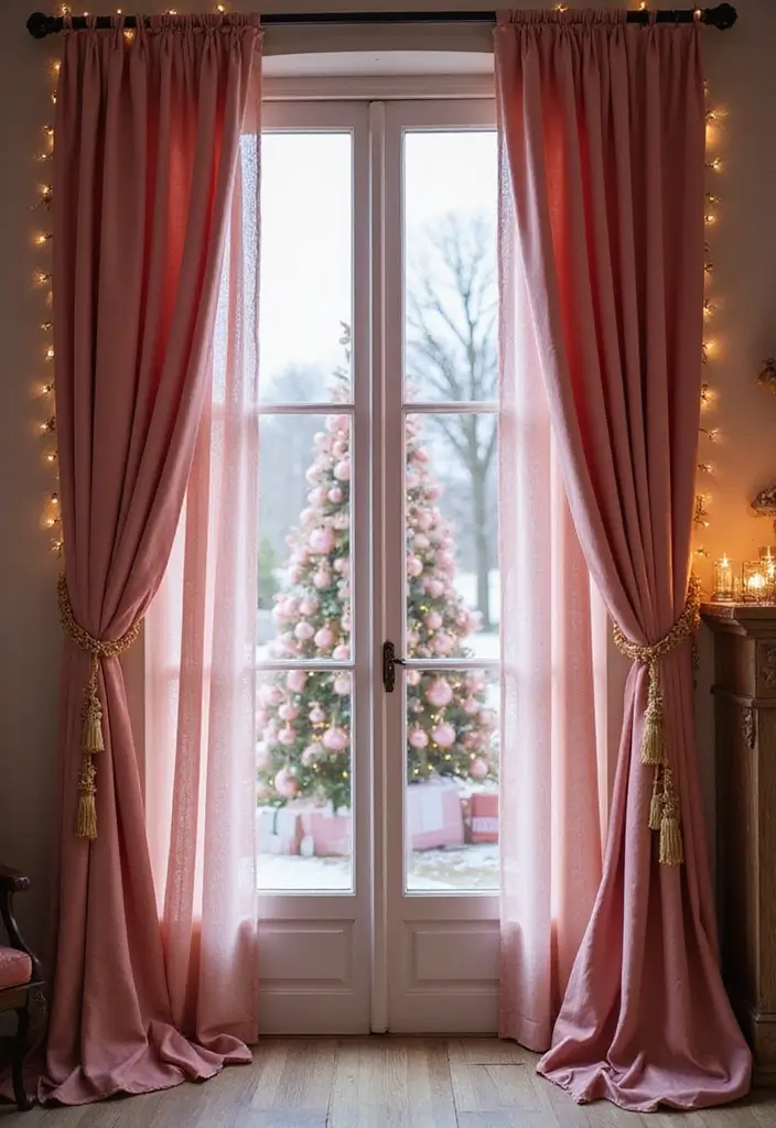 29 Christmas Curtain Ideas That Transform Any Room - 1. Blush Pink Velvet Drapes