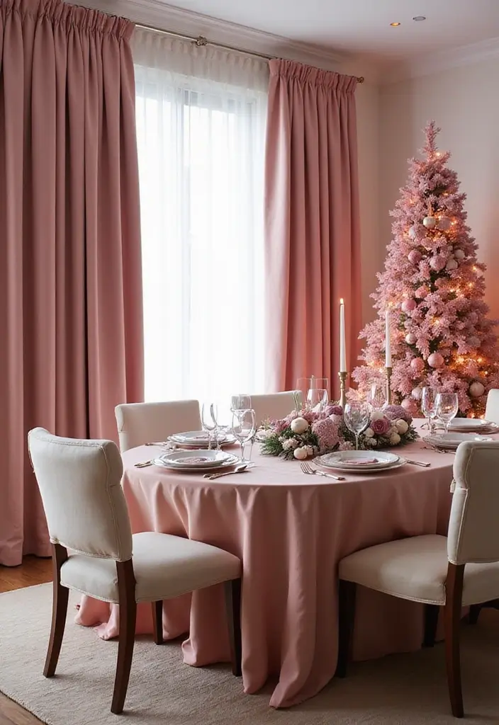 29 Christmas Curtain Ideas That Transform Any Room - 11. Satin Pink Curtains