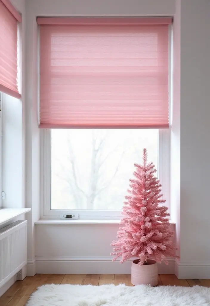 29 Christmas Curtain Ideas That Transform Any Room - 25. Pink Cordless Roller Shades