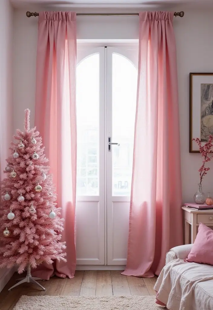29 Christmas Curtain Ideas That Transform Any Room - 4. Ombre Pink Curtains