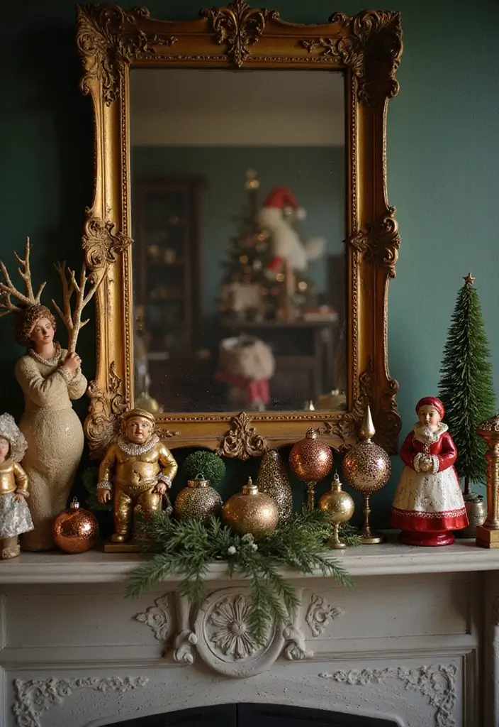 29 Christmas Mantel Decorating Ideas You’ll Want to Try 15 29 Christmas Mantel Decorating Ideas You’ll Want to Try - 15. Vintage Christmas Ornaments