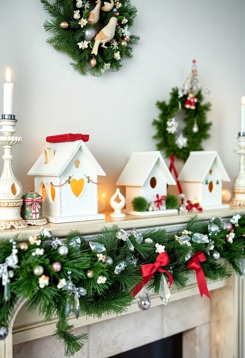 29 Christmas Mantel Decorating Ideas You’ll Want to Try 17 29 Christmas Mantel Decorating Ideas You’ll Want to Try - 17. Charming Birdhouses