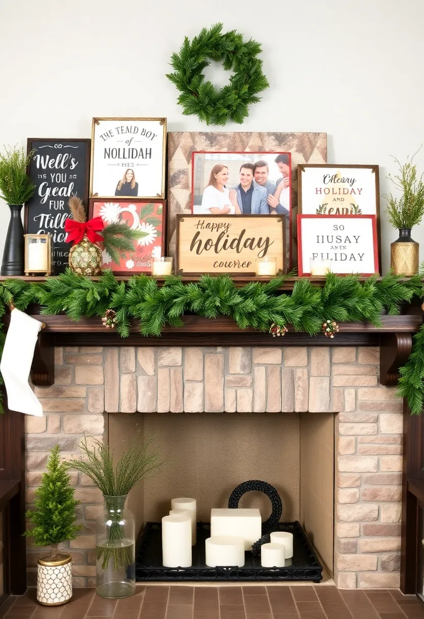 29 Christmas Mantel Decorating Ideas You’ll Want to Try 22 29 Christmas Mantel Decorating Ideas You’ll Want to Try - 22. Seasonal Signage