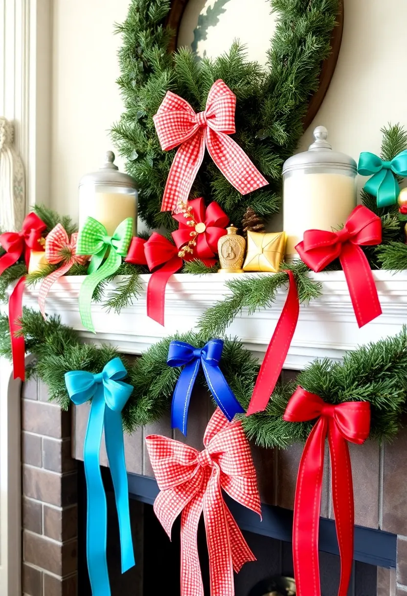 29 Christmas Mantel Decorating Ideas You’ll Want to Try 23 29 Christmas Mantel Decorating Ideas You’ll Want to Try - 23. Colorful Ribbons and Bows