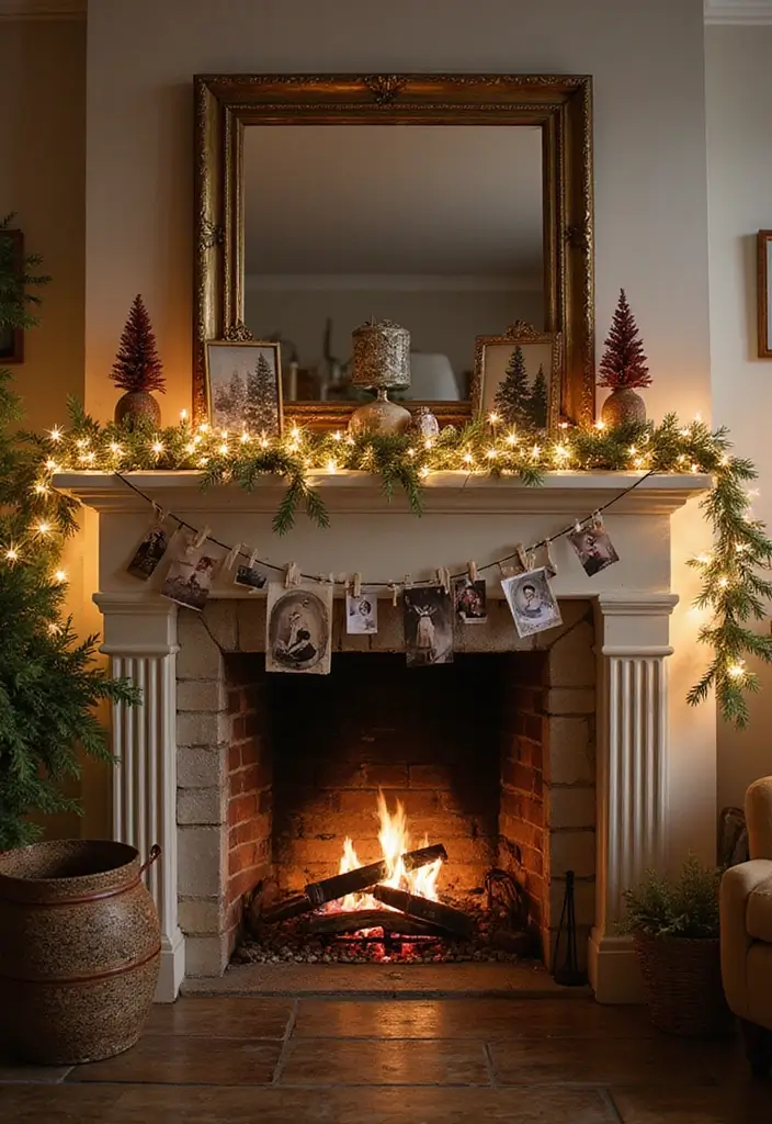 29 Christmas Mantel Decorating Ideas You’ll Want to Try 5 29 Christmas Mantel Decorating Ideas You’ll Want to Try - 5. Nostalgic Photo Display