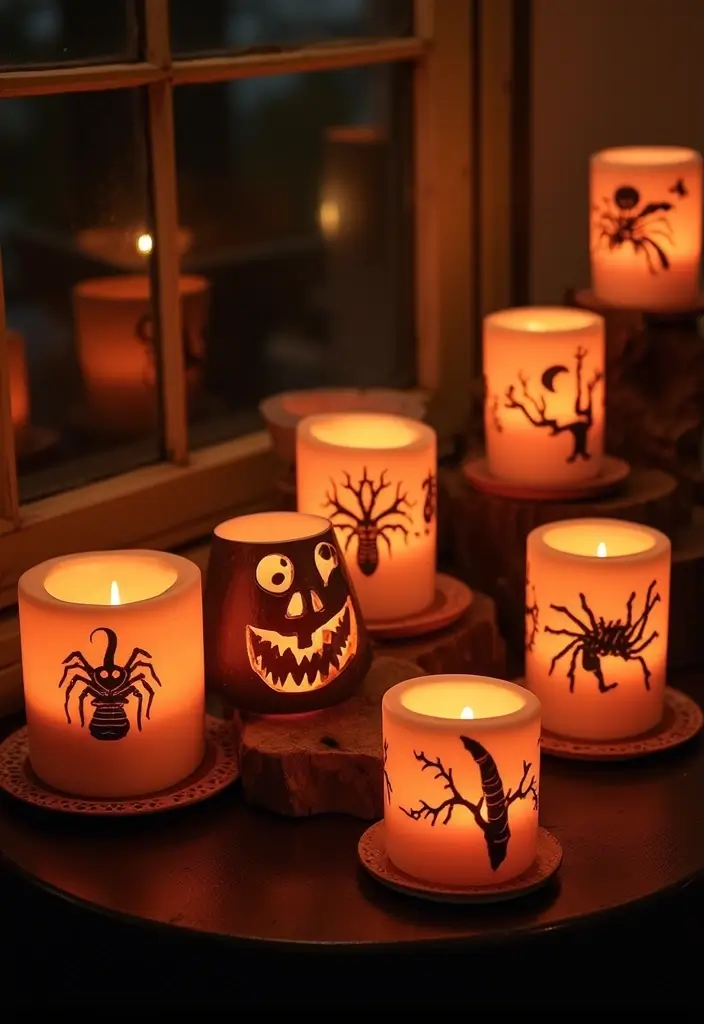 29 Halloween Decoration Ideas That Feel Unique & Fun 12 29 Halloween Decoration Ideas That Feel Unique & Fun - 12. Spooky Candle Holders