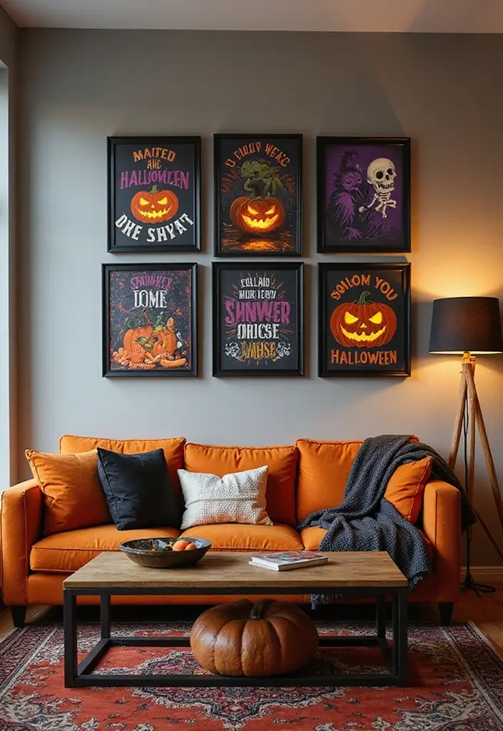 29 Halloween Decoration Ideas That Feel Unique & Fun 18 29 Halloween Decoration Ideas That Feel Unique & Fun - 18. Halloween-Themed Wall Art