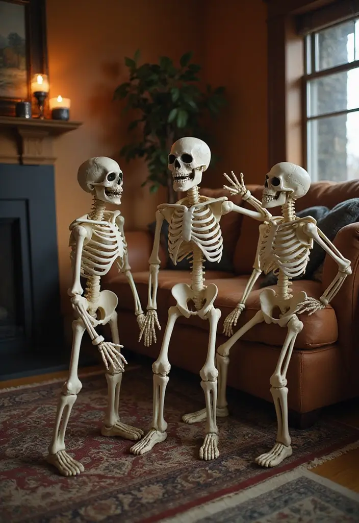 29 Halloween Decoration Ideas That Feel Unique & Fun 21 29 Halloween Decoration Ideas That Feel Unique & Fun - 21. Skeleton Decor