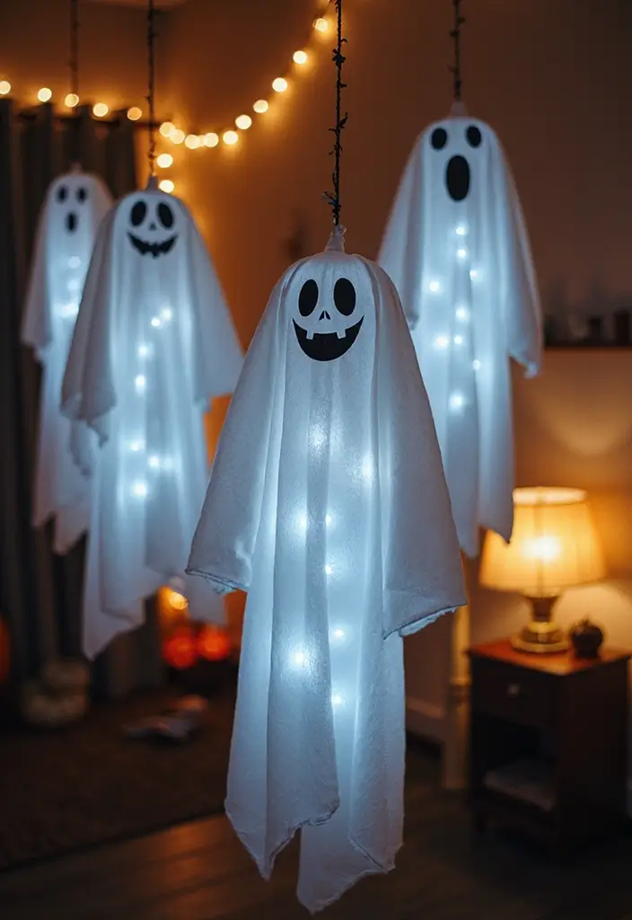 29 Halloween Decoration Ideas That Feel Unique & Fun 6 29 Halloween Decoration Ideas That Feel Unique & Fun - 6. Floating Ghosts