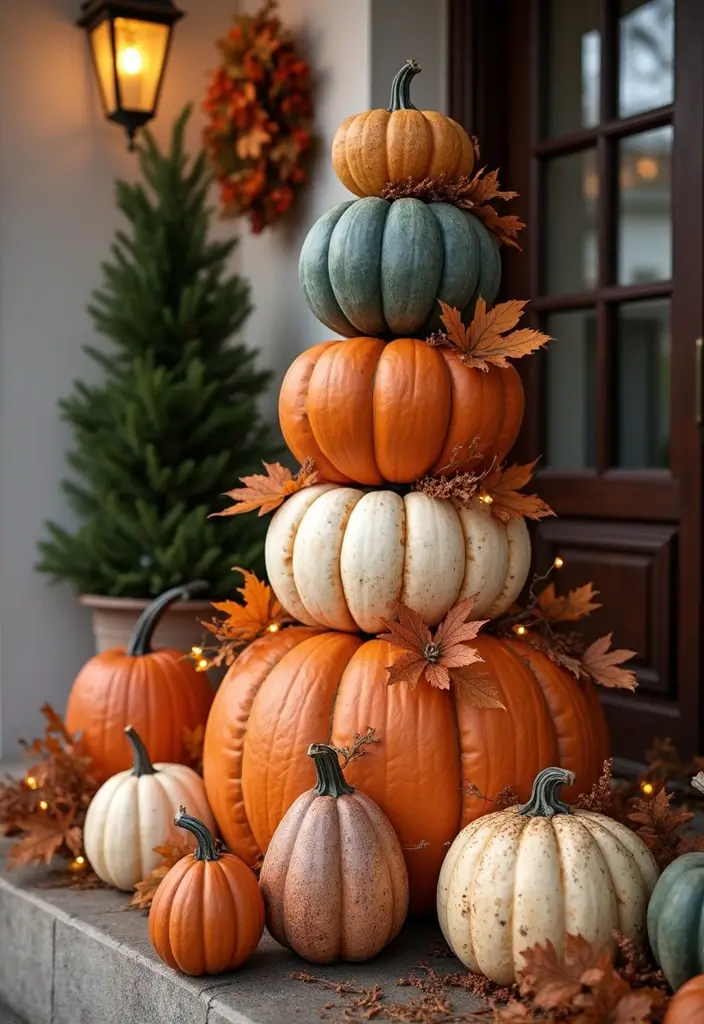 29 Halloween Decoration Ideas That Feel Unique & Fun 7 29 Halloween Decoration Ideas That Feel Unique & Fun - 7. Pumpkin Topiaries