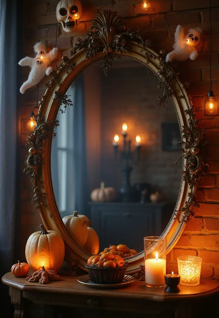 29 Halloween Decoration Ideas That Feel Unique & Fun 8 29 Halloween Decoration Ideas That Feel Unique & Fun - 8. Mysterious Mirror Displays