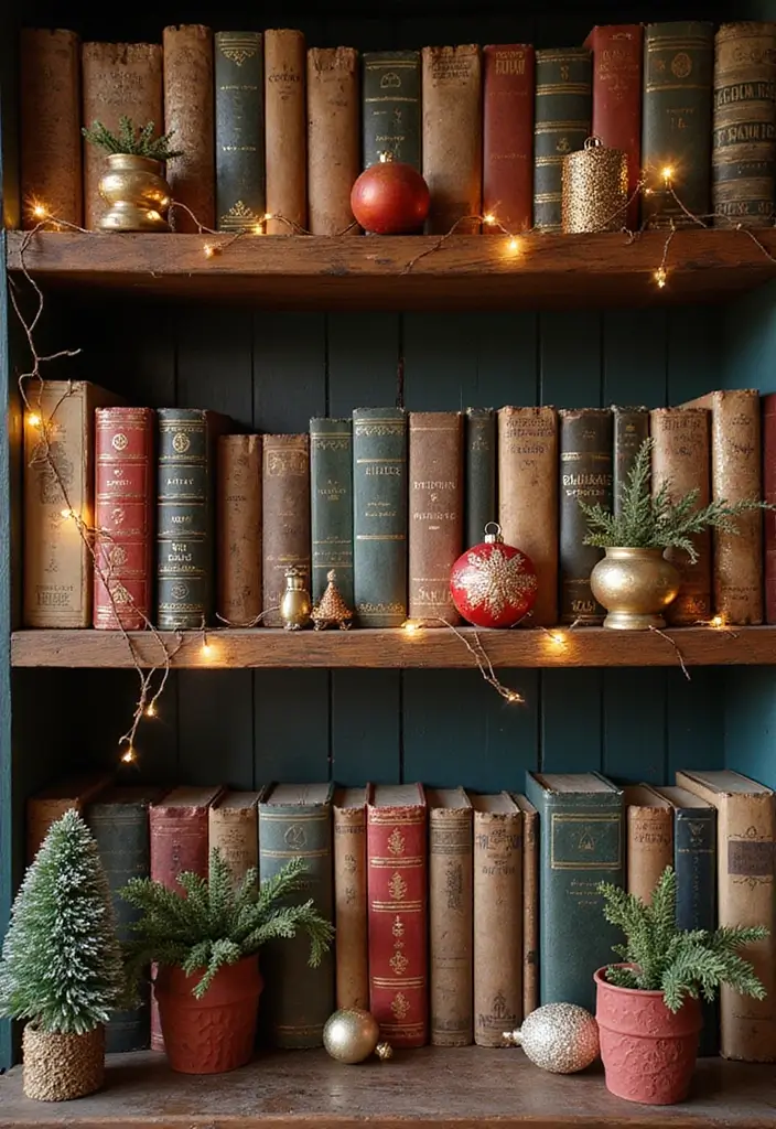 29 Living Room Christmas Decor Ideas You’ll Fall in Love With 17 29 Living Room Christmas Decor Ideas You’ll Fall in Love With - 17. Holiday-Themed Bookshelf Decor