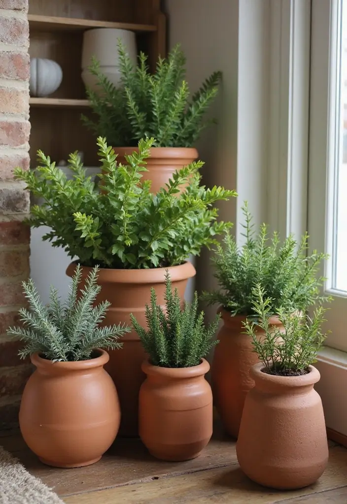 29 Living Room Christmas Decor Ideas You’ll Fall in Love With 19 29 Living Room Christmas Decor Ideas You’ll Fall in Love With - 19. Terracotta Pots with Greenery