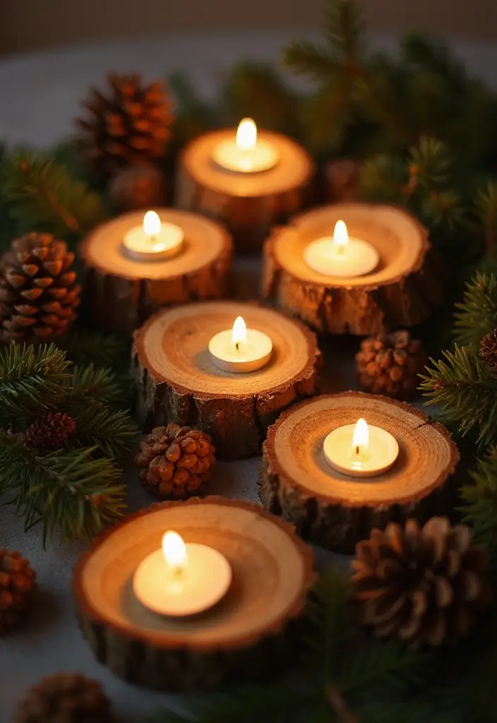 29 Outdoor Christmas Light Ideas That Shine Bright - 11. Natural Wood Slice Decorations