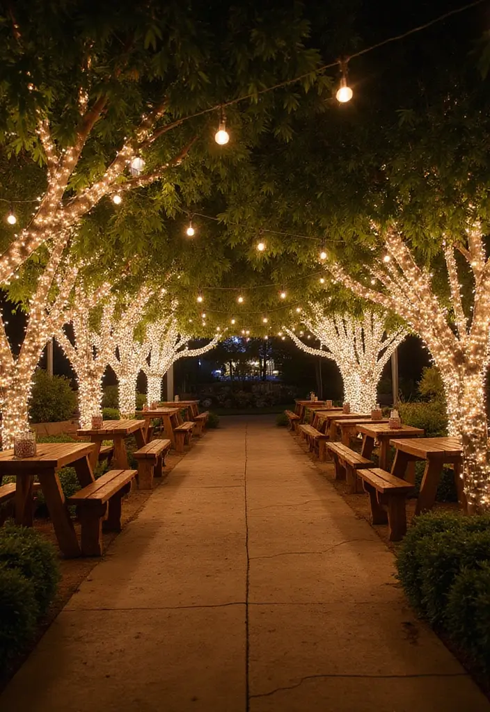 29 Outdoor Christmas Light Ideas That Shine Bright - 16. Hanging Fairy Lights