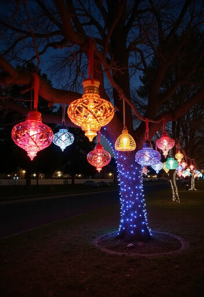 29 Outdoor Christmas Light Ideas That Shine Bright - 23. DIY Light-Up Ornaments
