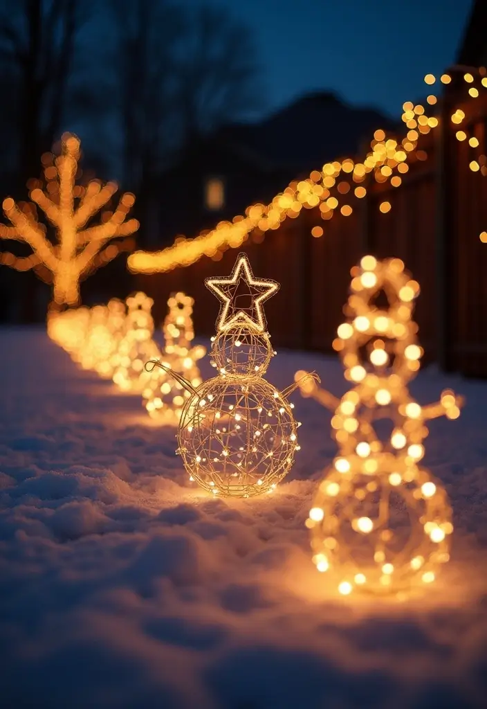 29 Outdoor Christmas Light Ideas That Shine Bright - 25. Whimsical Light Shapes