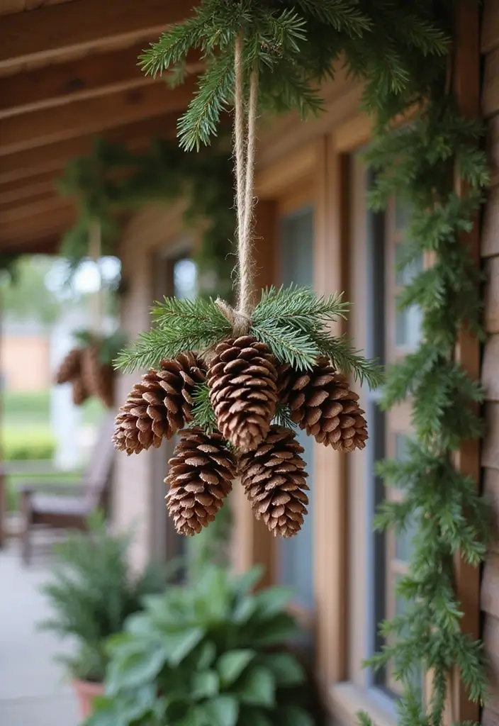 29 Outdoor Christmas Light Ideas That Shine Bright - 5. Natural Pinecone Decorations