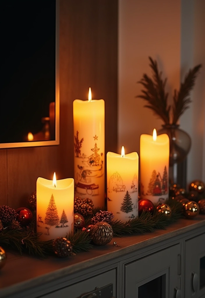 29 TV Stand Christmas Decor Ideas That Look Perfect 5 29 TV Stand Christmas Decor Ideas That Look Perfect - 5. Cozy Candle Displays