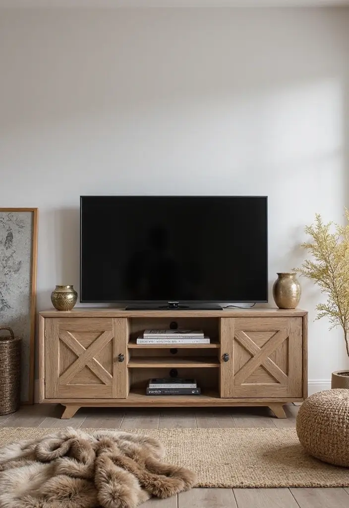 29 TV Stand Christmas Decor Ideas That Look Perfect 8 29 TV Stand Christmas Decor Ideas That Look Perfect - 8. Layered Textures