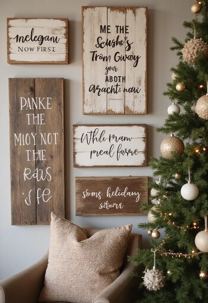 30+ Christmas Home Decor Ideas That Feel Magical 10 30+ Christmas Home Decor Ideas That Feel Magical - 10. Rustic Holiday Signage