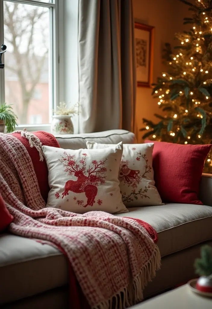 30+ Christmas Home Decor Ideas That Feel Magical 4 30+ Christmas Home Decor Ideas That Feel Magical - 4. Cozy Textiles for Warmth