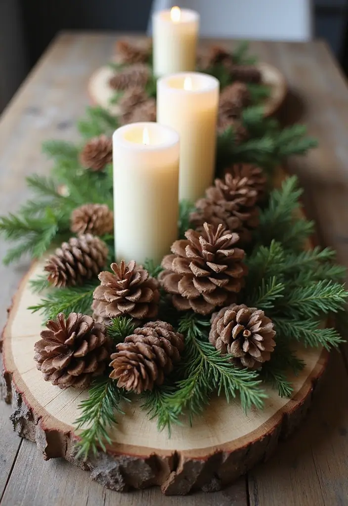 30+ Dining Table Christmas Decor Ideas for Family Gatherings 1 30+ Dining Table Christmas Decor Ideas for Family Gatherings - 1. Natural Wood Centerpiece