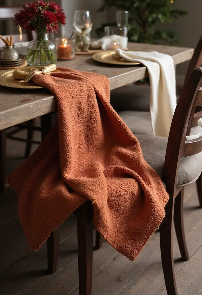 30+ Dining Table Christmas Decor Ideas for Family Gatherings 13 30+ Dining Table Christmas Decor Ideas for Family Gatherings - 13. Cozy Throws