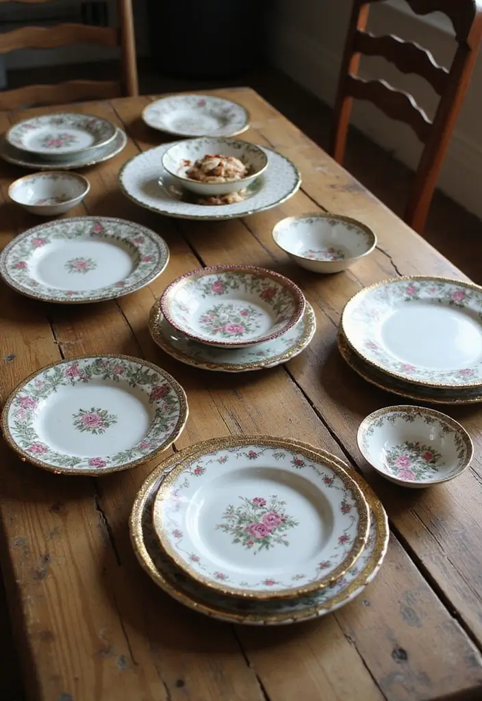 30+ Dining Table Christmas Decor Ideas for Family Gatherings 19 30+ Dining Table Christmas Decor Ideas for Family Gatherings - 19. Vintage Plates