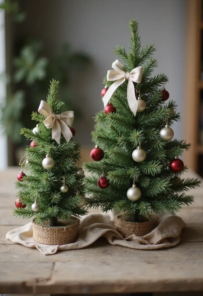 30+ Dining Table Christmas Decor Ideas for Family Gatherings 8 30+ Dining Table Christmas Decor Ideas for Family Gatherings - 8. Miniature Christmas Trees
