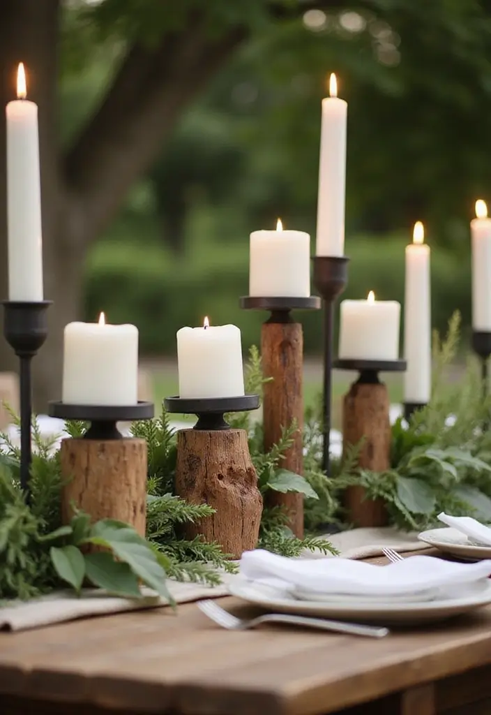 30+ Dining Table Christmas Decor Ideas for Family Gatherings 9 30+ Dining Table Christmas Decor Ideas for Family Gatherings - 9. Rustic Candle Holders