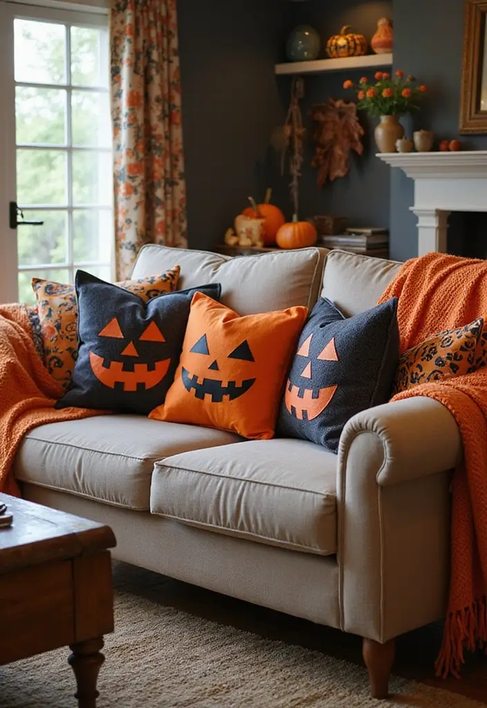 30+ Halloween Decoration Ideas That Instantly Impress 10 30+ Halloween Decoration Ideas That Instantly Impress - 10. Halloween Themed Throw Pillows