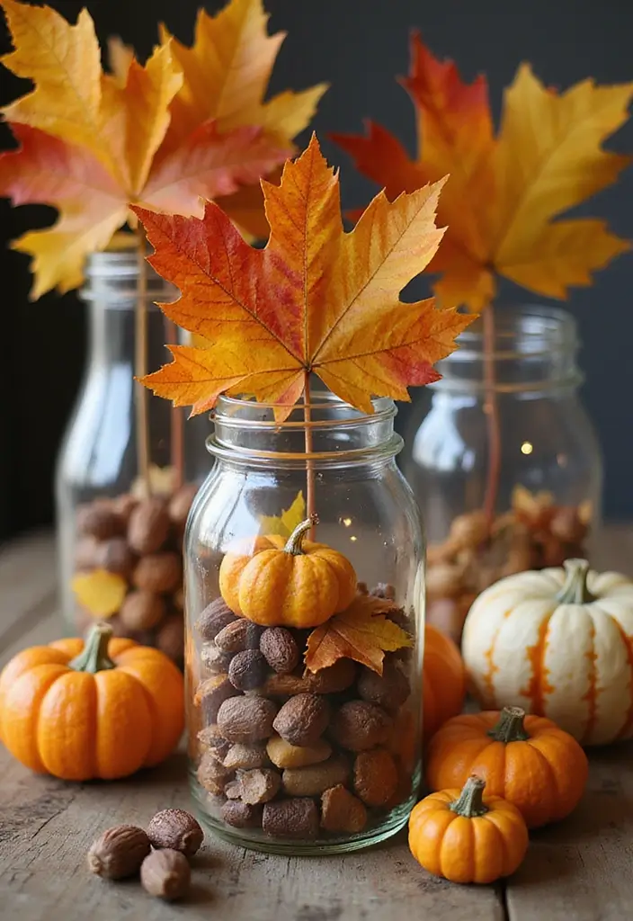 30+ Halloween Decoration Ideas That Instantly Impress 13 30+ Halloween Decoration Ideas That Instantly Impress - 13. Fall Harvest Jars