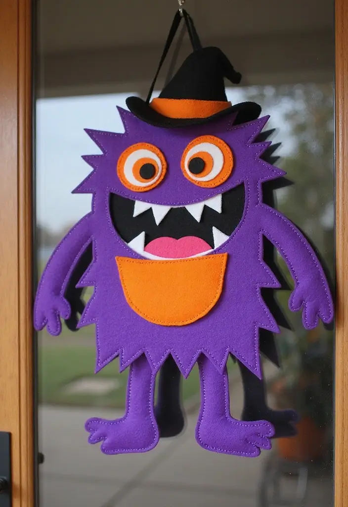 30+ Halloween Decoration Ideas That Instantly Impress 21 30+ Halloween Decoration Ideas That Instantly Impress - 21. DIY Monster Door Hanger