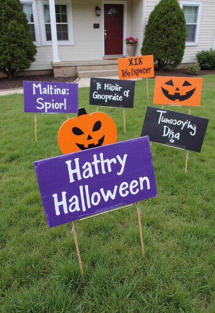 30+ Halloween Decoration Ideas That Instantly Impress 24 30+ Halloween Decoration Ideas That Instantly Impress - 24. Festive Signs