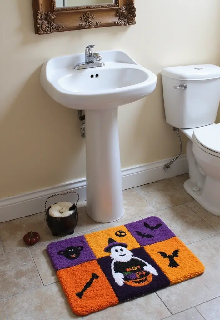 30+ Halloween Decoration Ideas That Instantly Impress 28 30+ Halloween Decoration Ideas That Instantly Impress - 28. Halloween Themed Bath Mat