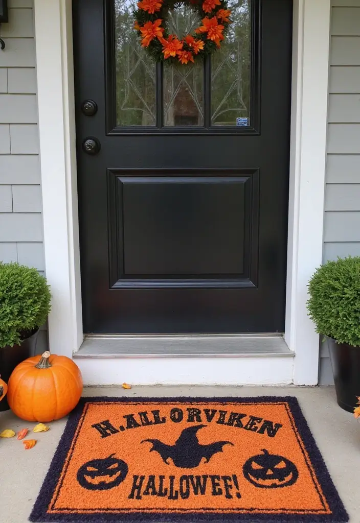 30+ Halloween Decoration Ideas That Instantly Impress 29 30+ Halloween Decoration Ideas That Instantly Impress - 29. Festive Door Mats